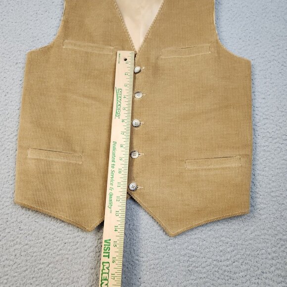 Vintage 70s Vest Mens 36 Brown Corduroy Button Suit Jacket Western - Picture 3 of 6